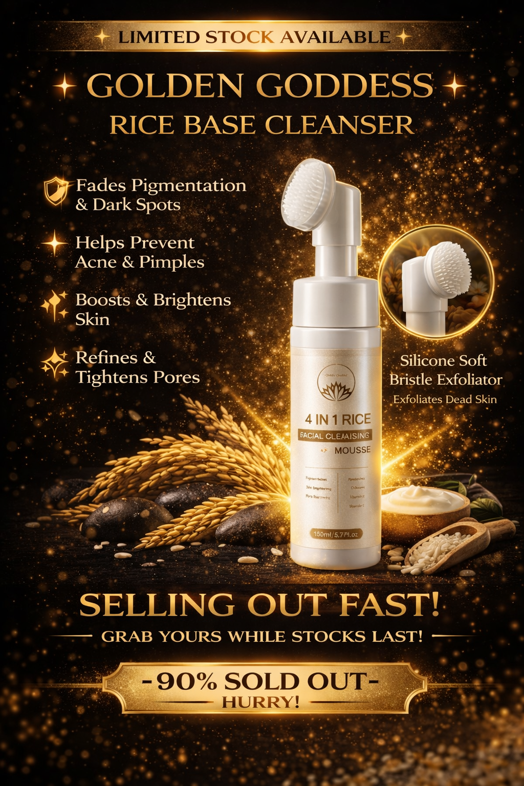4 in 1 Rice facial cleansing mousse